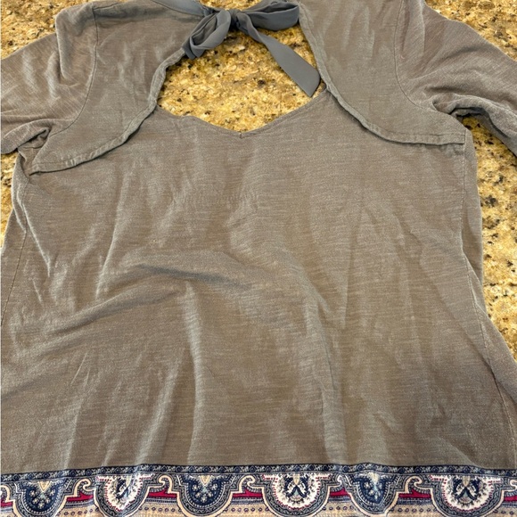 Anthropologie Gray and Blue Patterned Blouse - Picture 2 of 3